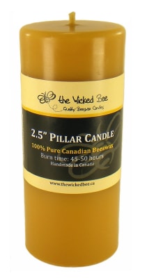 Beeswax Pillar Candle 2.5" X 6" Round