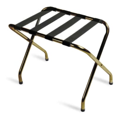 Luggage Rack, Brass-plated with Black Straps, 022-155BR-BL