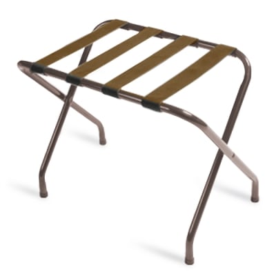 Luggage Rack, Walnut Finish with Brown Straps, 022-155WA-BN