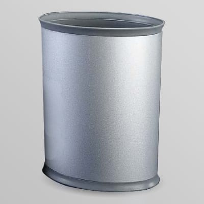 13 qt. brushed metallic oval ignition resistant wastebasket by WESCON/Lancaster Colony, 09-3300, case of 8 pcs.