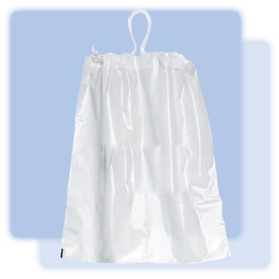 16x18x3 White plastic laundry bag with cotton drawstring, No. 151-16183C