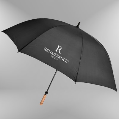 Doorman's Umbrella 60" ARC with Natural Wood Golf Handle, Renaissance Hotels 563-PS2C-41