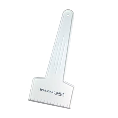 Ice scraper made of break-resistant plastic with SpringHill Suites logo
