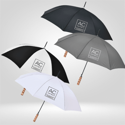 Guest Umbrella with Natural Wood Golf Handle