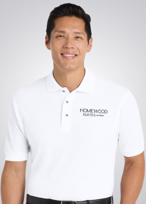Port Authority™ Silk Touch™ polo - ultra soft feel and wrinkle-resistant, a first-rate choice for uniforming and perfect for your budget. Available in the Homewood Suites logo.