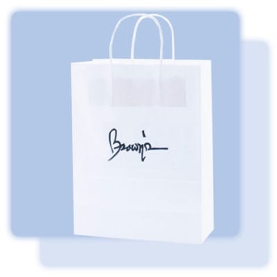 10" x 5" x 13.5" White Kraft Shopping Bag, 765-1WKS1013WHT