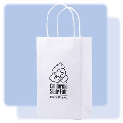 5.25" x 3.25" x 8.5" White Kraft Shopping Bag, 765-1WKS0508WHT
