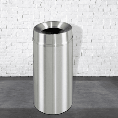 Glaro "New Yorker" All Satin Aluminum Funnel Top Waste Receptacle, 783-F2035SA