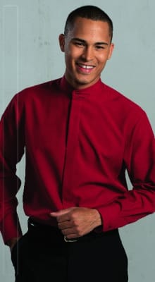Men's Batiste Banded Collar Shirt, 843-1392
