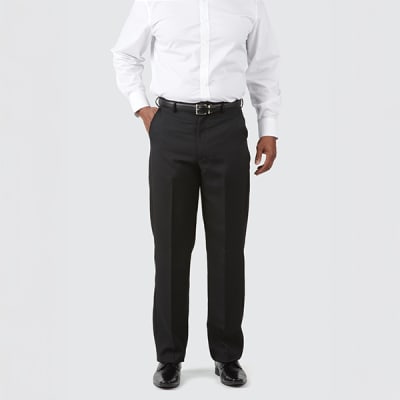 Black Flat Front Polyester Pants, 843-2290