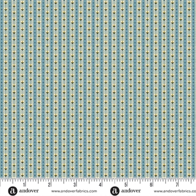 BEACH HOUSE:  Dockside in Powder Blue by Laundry Basket Quilts shows a narrow blue striped fabric.