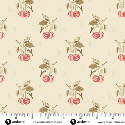 LIGHTHOUSE Cerise in Sunkissed Cream by Laundry Basket Quilts shows a  small  scale floral in crisp sand with and  accents of pink.