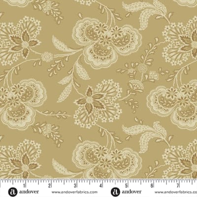LIGHTHOUSE Allium in Lakehouse Tan by Laundry Basket Quilts shows a  small  scale floral in crisp sand.