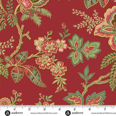JINGLE BELL Ornamental Garden Cranberry Red A-10343- R by Laundry Basket Quilts
