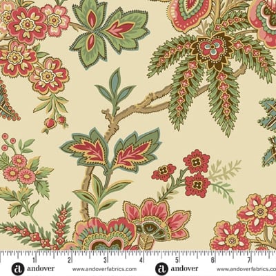 JINGLE BELL  BY THE YARD Ornamental Garden  Buttercream AW-10364-L   by Laundry Basket Quilts
