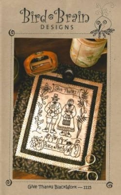 Give Thanks Blackwork Embroidery Pattern