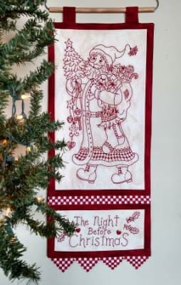 Night Before Christmas Redwork Stitchery Pattern
