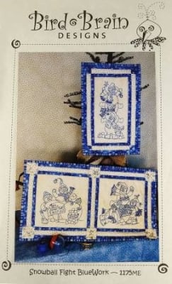 Snowball Fight bluework machine Embroidery from Bird Brain Designs