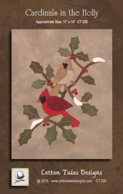 Cardinals in the Holly Applique Quilt Pattern