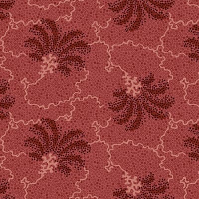 BANNARD HILLS: Palm & Coral  in Red is a beautiful background, blender fabric  designed by Michelle Yeo.