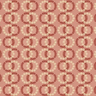 BANNARD HILLS: Double Wreath in pink features overlapping wreaths to be cut up as a  blender fabric  designed by Michelle Yeo.