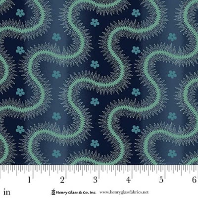 LOST GARDENS OF HELIGAN:  Serpentine Stripe Prussian Blue 3589-77   by Michelle Yeo