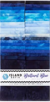 BASICS BRILLANT BLUES Batik Jelly Roll Strip Pack from ISLAND BATIK