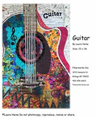 Guitar Collage Quilt Pattern by Laura Heine