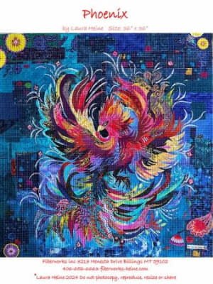 Phoenix Collage Pattern by Laura Heine  shows a large Phoenix in full flight.