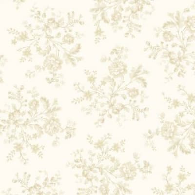 This image shows the floral  bouquet design of the Wide Backing fabric in ivory.