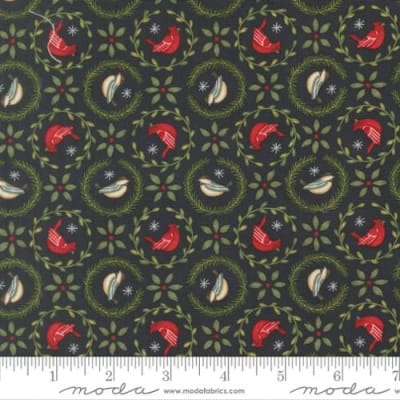 WHEN SNOW FALLS S Tiny Birds In Wreaths Night Sky 56173 13 by Deb Strain