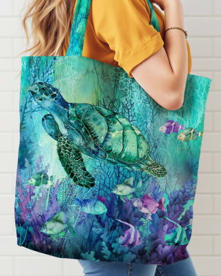CORAL REEF:  Coral Reef Canvas Bag Panel 28 x 43  C28885-66 Northcott Fabrics