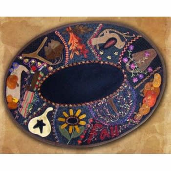 Fall Crazy Embroidered Table Mat Wool Applique Quilt Pattern