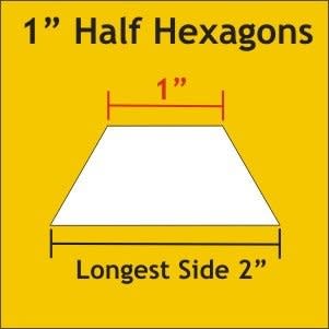 1 Inch Half Hexagon Papers - 75 Papers