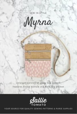 Myrna Crossbody Bag Pattern by Sallie Tomato shows a large carry-on bag for travel and weekend getaways.