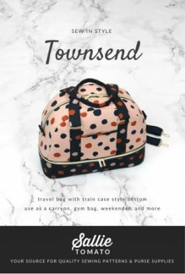 Townsend Bag Pattern by Sallie Tomato shows a large carry-on bag for travel and weekend getaways.