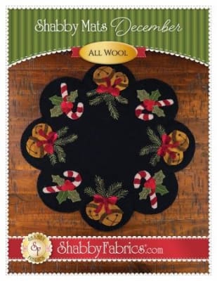 Shabby Mats :December Candy Canes & Holly & Jingle Bells, from Shabby Fabrics