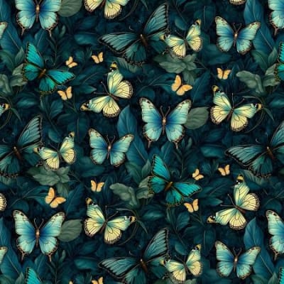 Midnight Midnight Butterflies # CD3689-MIDNIGHT  Forest Whisper Fabric Collection by Timeless Treasures