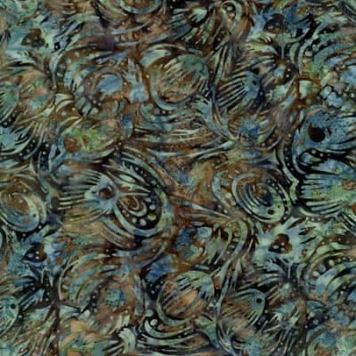 TONGA Batik LEAVES LEAVES THISTLE BLOOM TONGA-B3329  SPRUCE