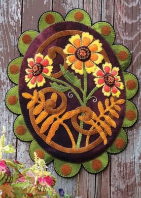Paisleys and Pennies Wool Applique Kit -   Wool applique kits, Felt  embroidery, Penny rug patterns