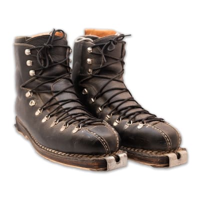 1960's Heierling Leather Double Lace Ski Boots