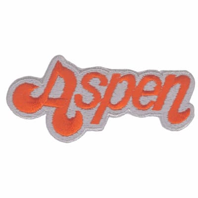 Aspen 1970s Embroidered Ski Patch -Salmon on Silver