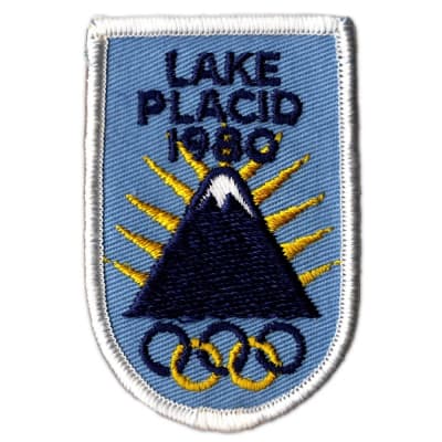 Lake Placid 1980 Vintage Winter Olympics Blue and White Patch, 2 x 3 inches