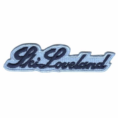 Loveland Colorado Blue on Blue Vintage Ski Patch, Size - 4 1/2 x 1 1/4 inches