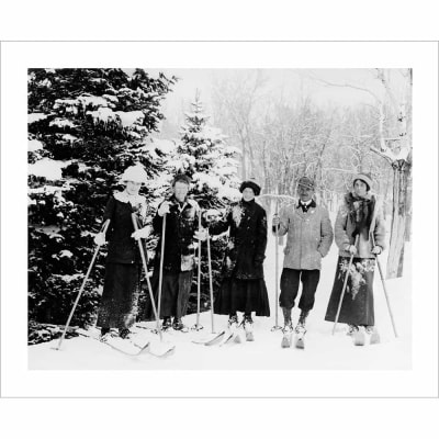 Vintage photo of Carl Howelsen and Girlfriends in Steamboat Springs (Black & White or Sepia, 2 Sizes: 8 x 10 and 11 x 14 inches)