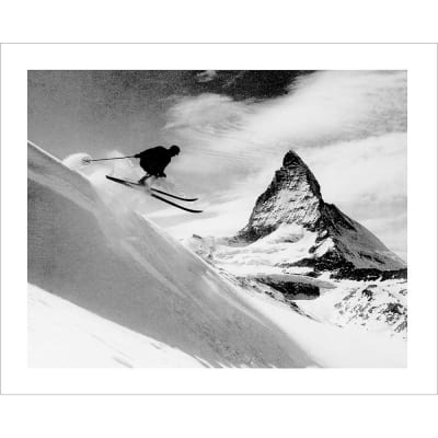 Vintage photo of Matterhorn Skier Gets Some Air (Black & White or Sepia, 2 Sizes: 8 x 10 and 11 x 14 inches)