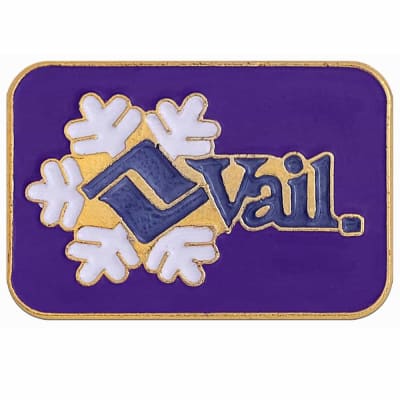 Vail Ski Area Vintage Pin Purple, 3/4 x 1/2 inches