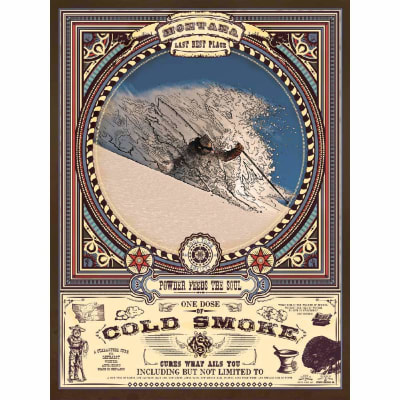 Montana Cold Smoke Powder Skiing Poster, 18 x 24 inches
