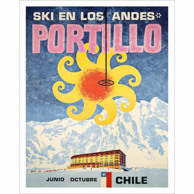 Ski in Los Andes Portillo Vintage Ski Poster