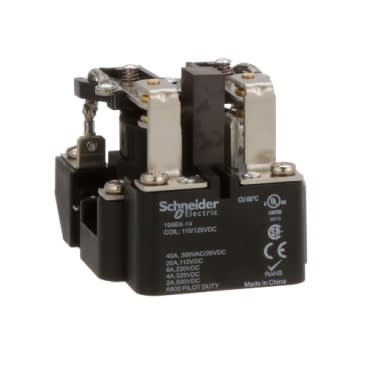 Schneider Electric 199BX-14 Power relay DPDT 40A 120 VDC magnetic blowout open type industrial component